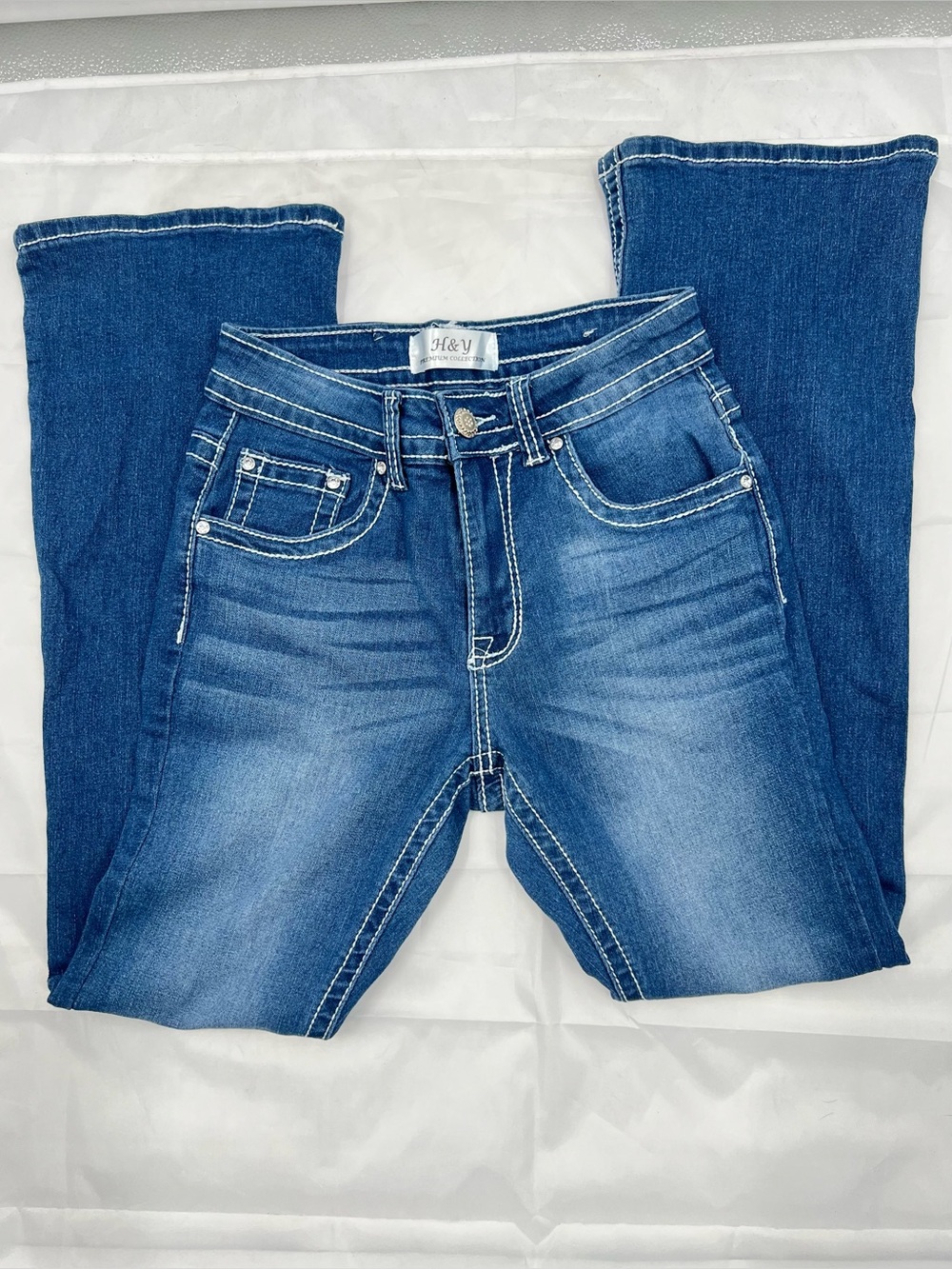163 H&Y Women's Dark Blue Boot Cut Jeans with Stretch